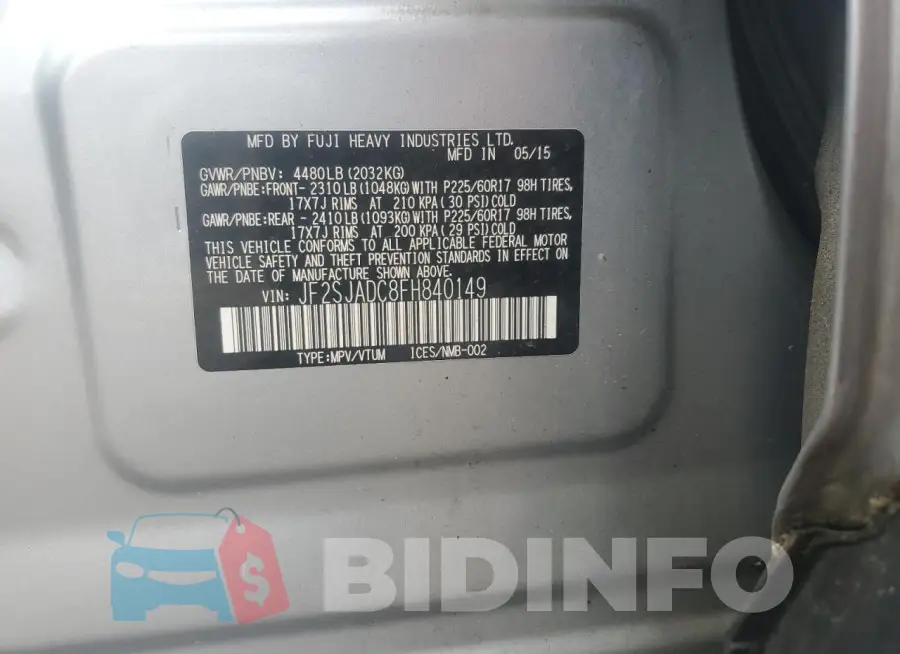 JF2SJADC8FH840149 Photo# 12