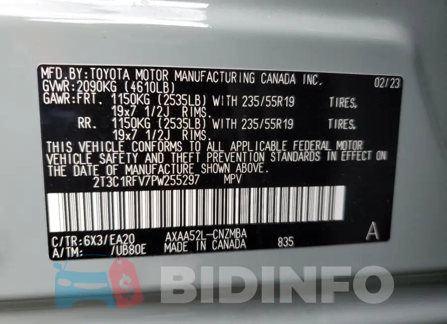 2T3C1RFV7PW255297 Photo# 12