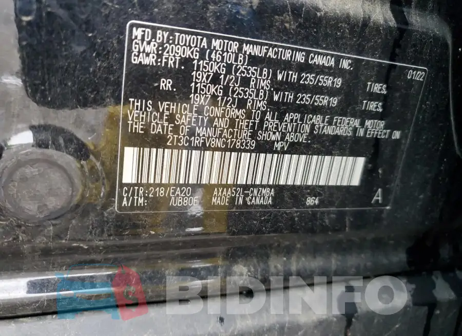 2T3C1RFV8NC178339 Photo# 14