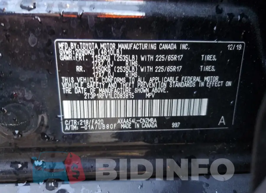 2T3P1RFV1LC083815 Photo# 13