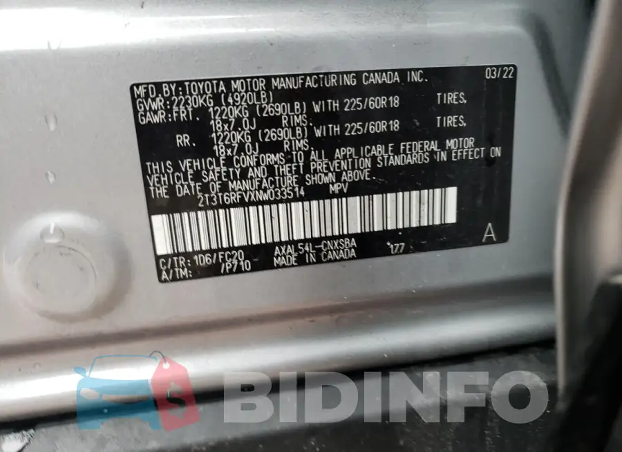 2T3T6RFVXNW033514 Photo# 13