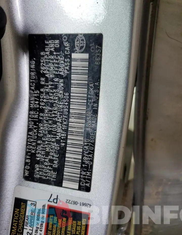 4T1BF1FK7FU954506 Photo# 12