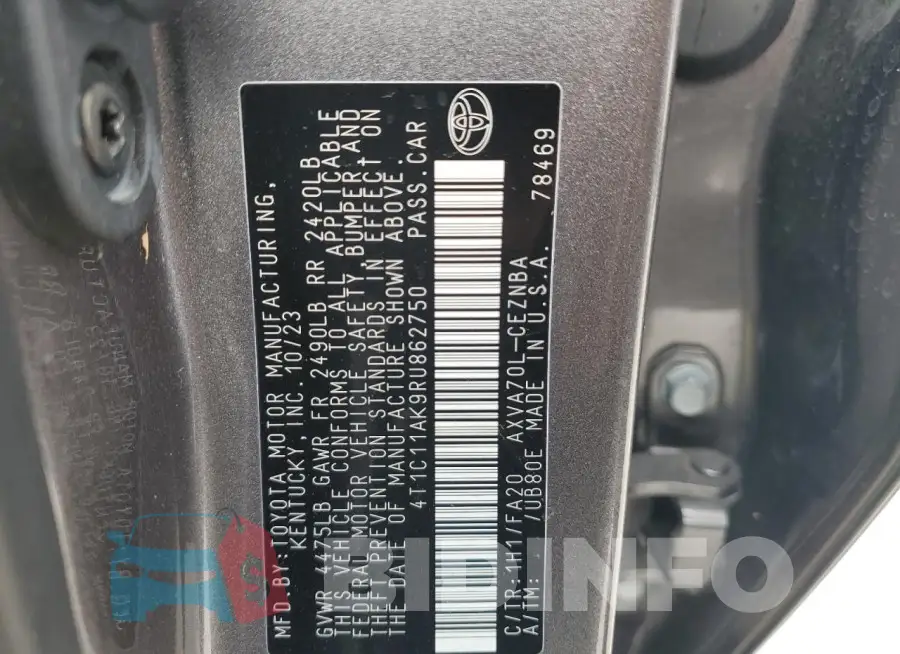 4T1C11AK9RU862750 Photo# 12