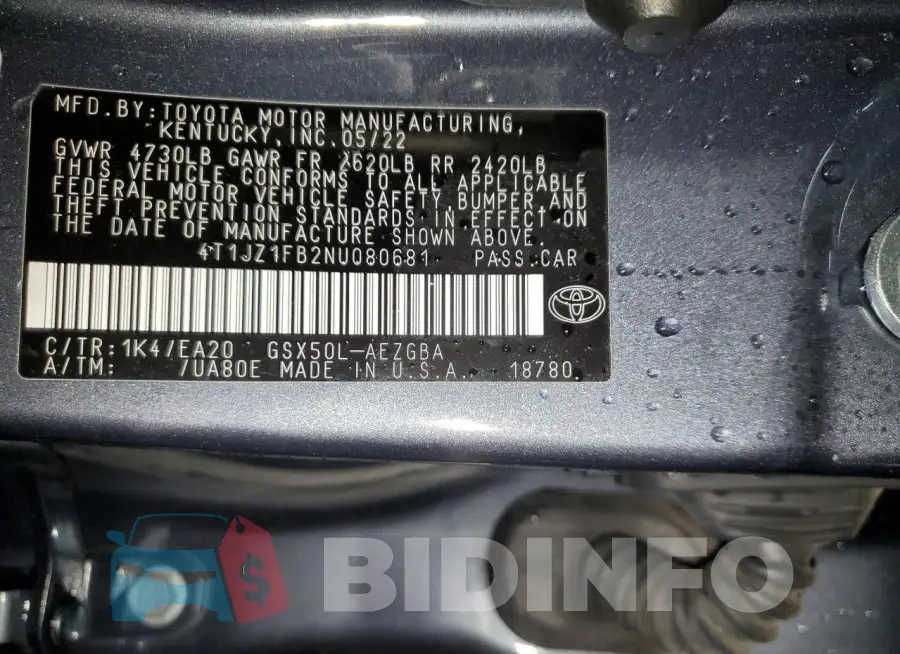 4T1JZ1FB2NU080681 Photo# 12