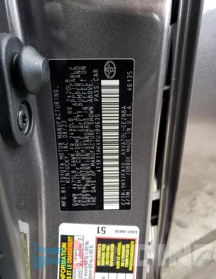 4T1R11AK4RU189635 Photo# 12