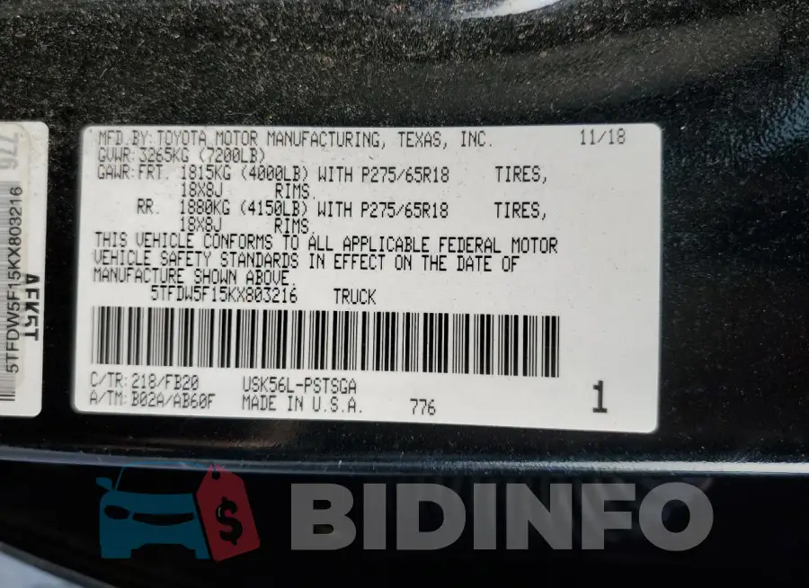5TFDW5F15KX803216 Photo# 13