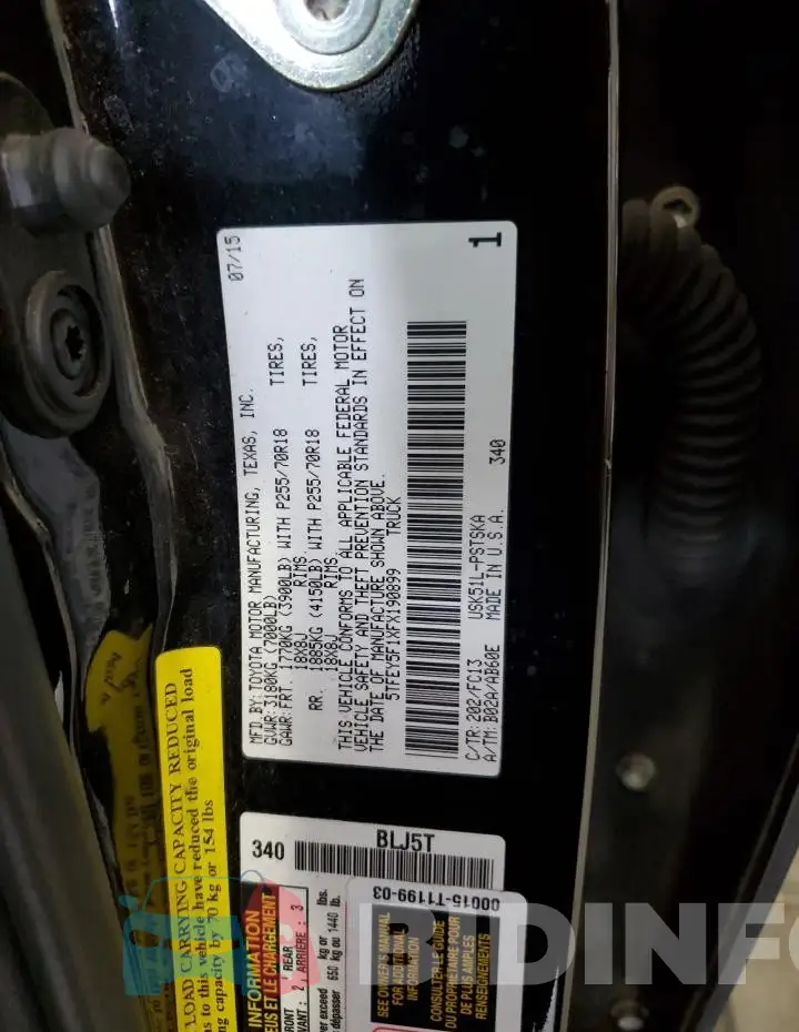 5TFEY5F1XFX190899 Photo# 12