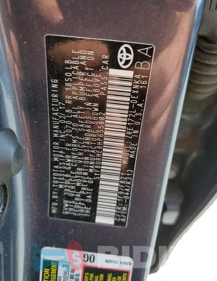 5YFBURHE8HP655882 Photo# 12