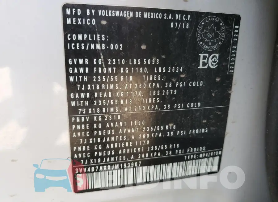 3VV4B7AXXJM193967 Photo# 13