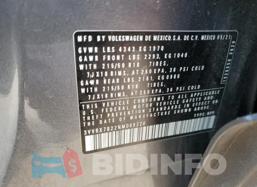 3VVRX7B22NM009220 Photo# 13