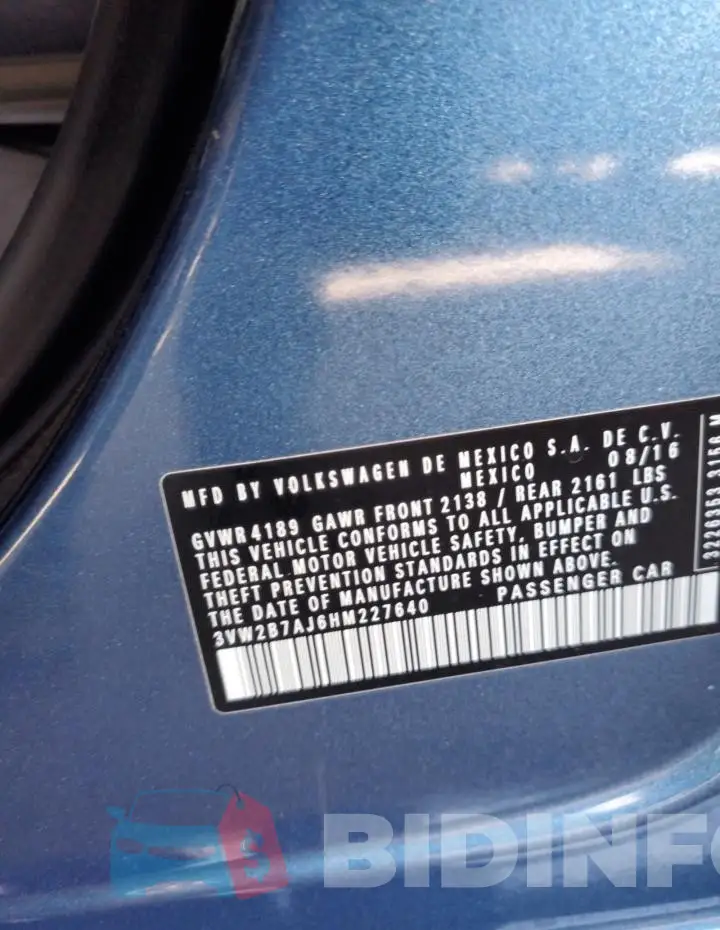 3VW2B7AJ6HM227640 Photo# 12