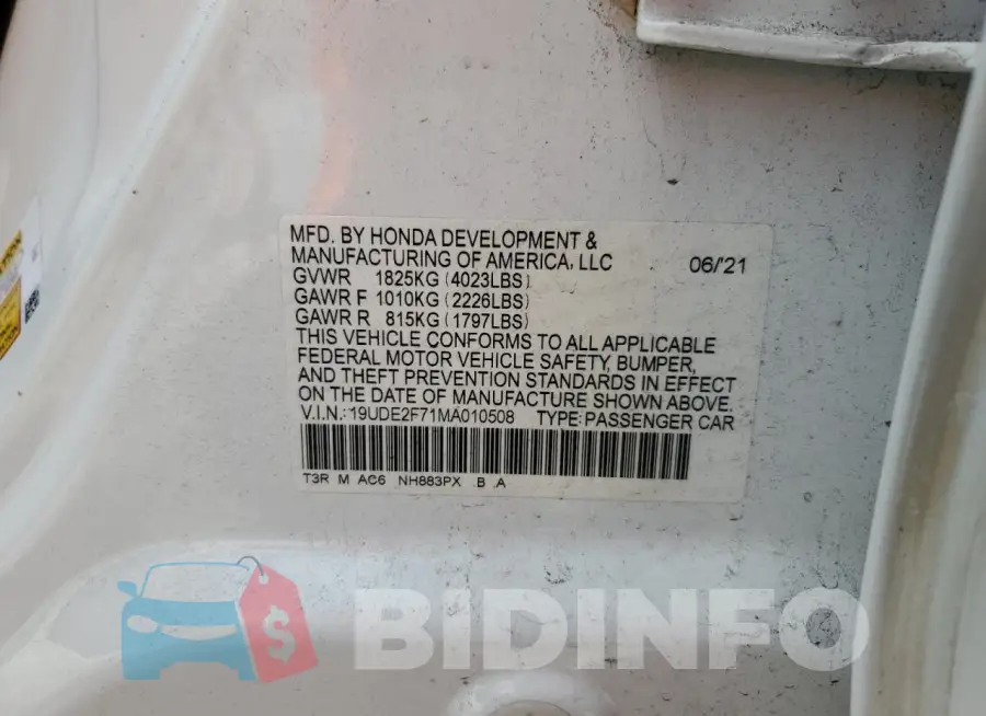 19UDE2F71MA010508 Photo# 13