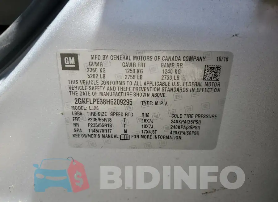 2GKFLPE38H6209295 Photo# 13