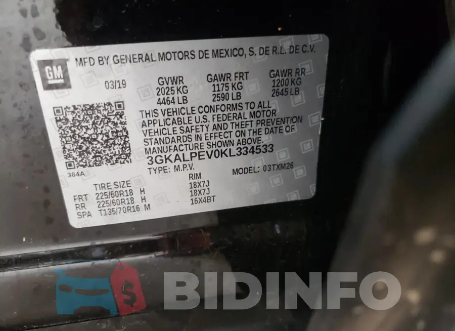 3GKALPEV0KL334533 Photo# 13