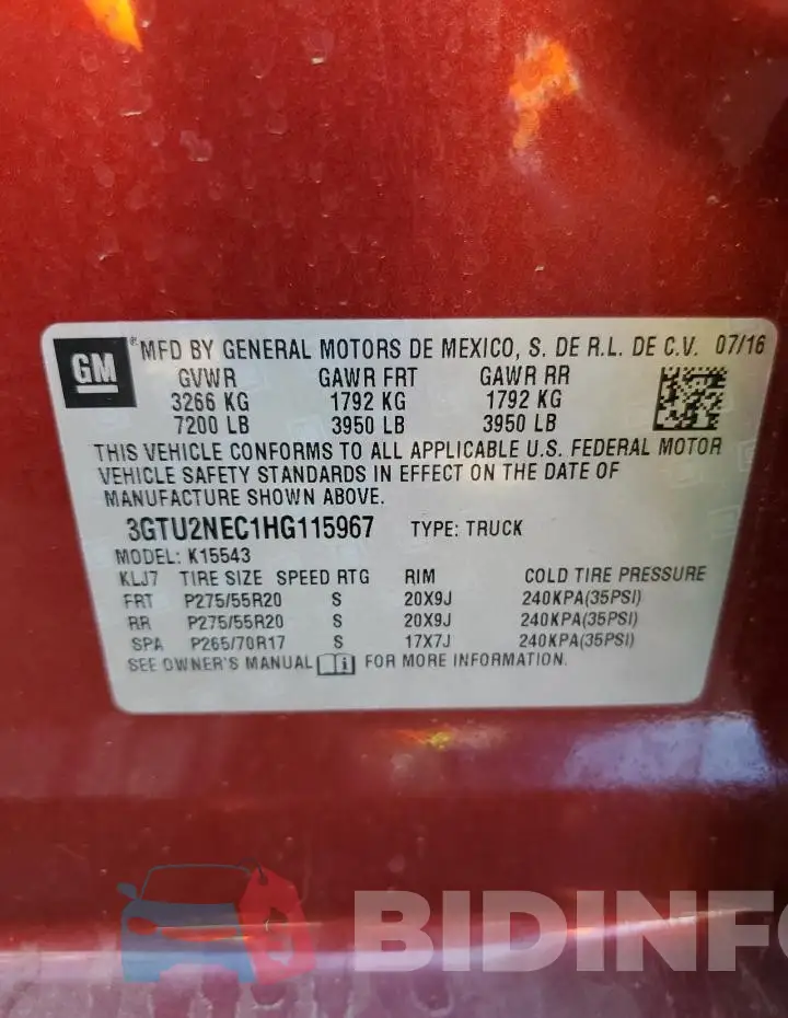 3GTU2NEC1HG115967 Photo# 12