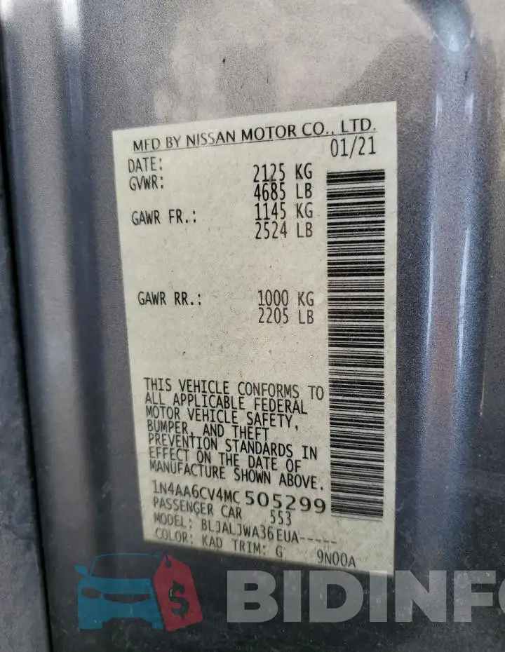 1N4AA6CV4MC505299 Photo# 13