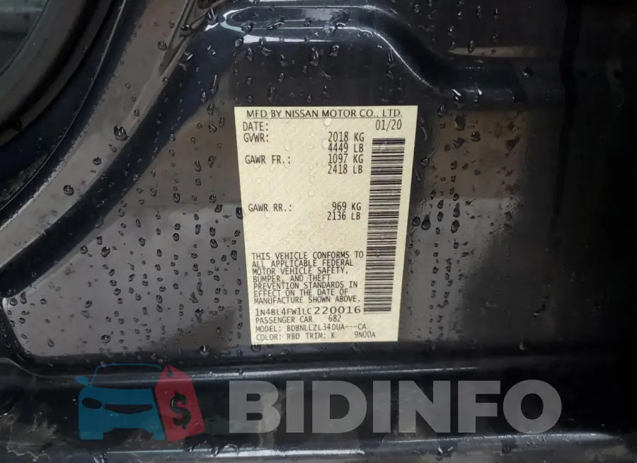 1N4BL4FW1LC220016 Photo# 12