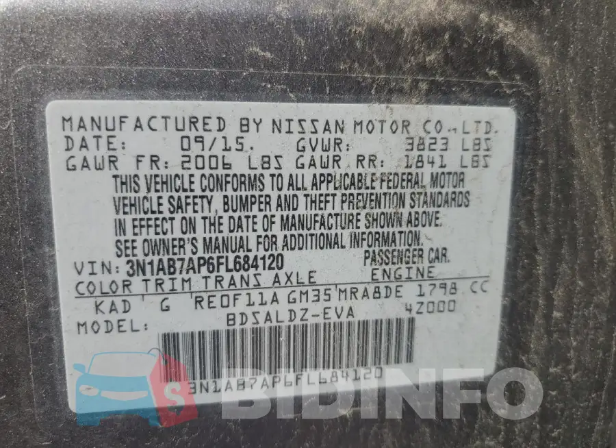 3N1AB7AP6FL684120 Photo# 12