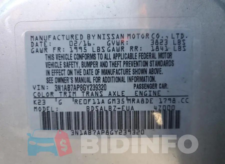 3N1AB7AP8GY239320 Photo# 12