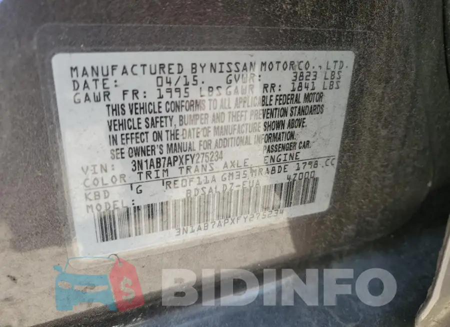3N1AB7APXFY275234 Photo# 12