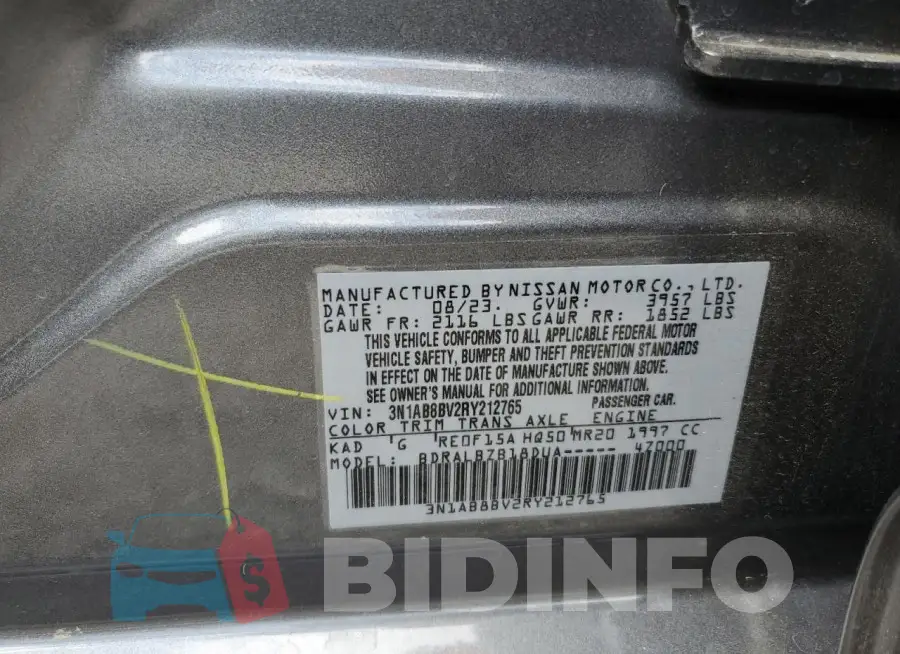 3N1AB8BV2RY212765 Photo# 12