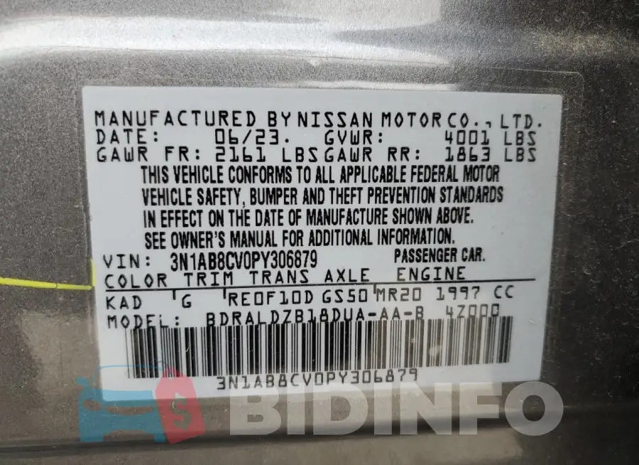 3N1AB8CV0PY306879 Photo# 12
