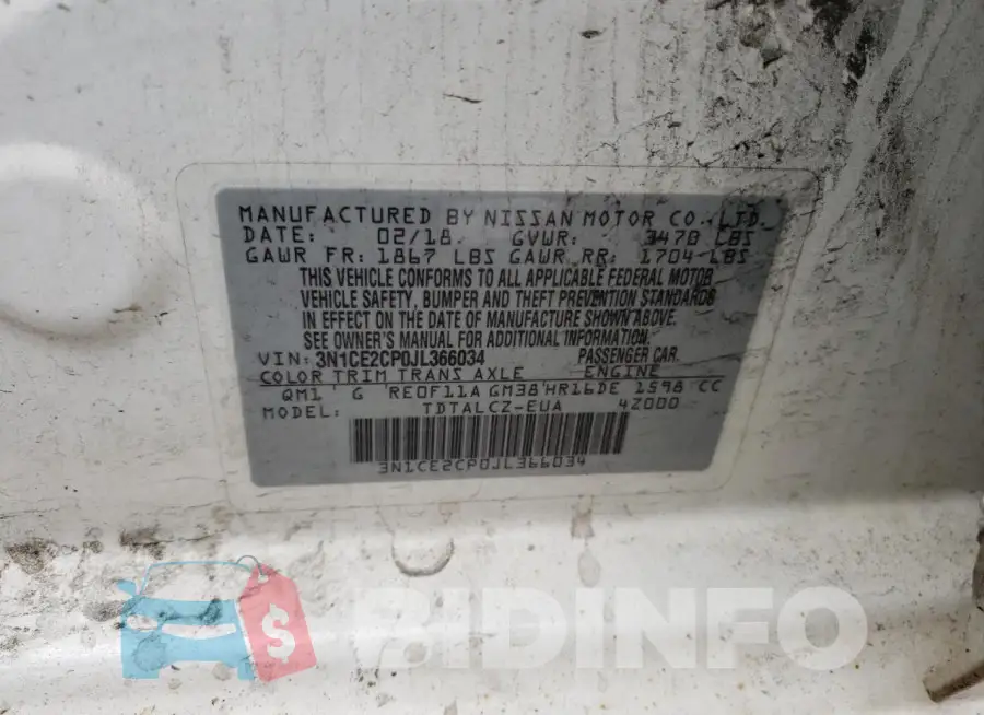 3N1CE2CP0JL366034 Photo# 12