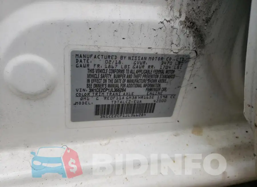 3N1CE2CP1JL366284 Photo# 12