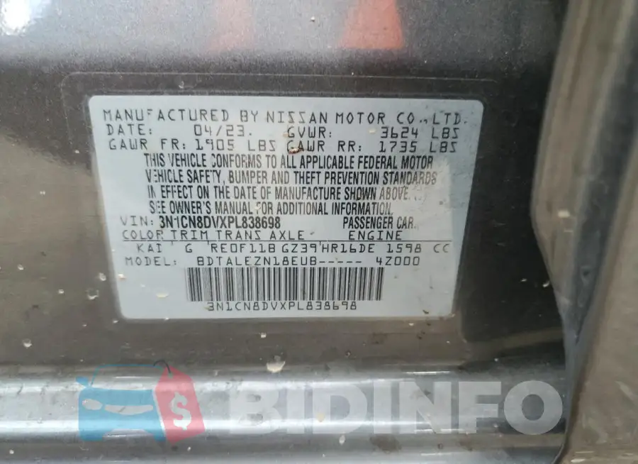 3N1CN8DVXPL838698 Photo# 12