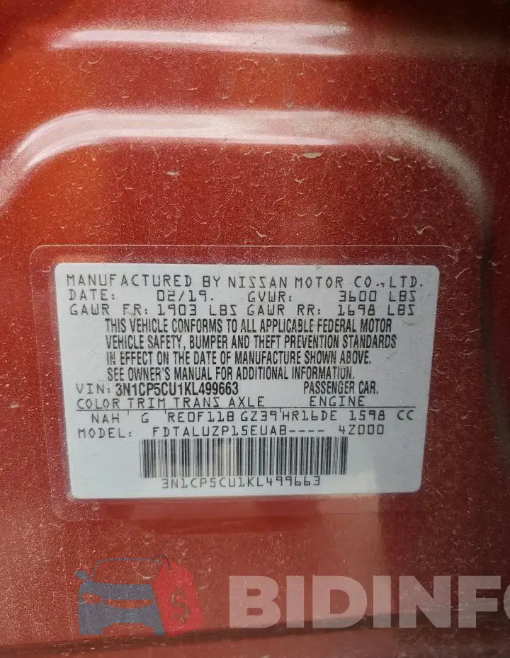 3N1CP5CU1KL499663 Photo# 12