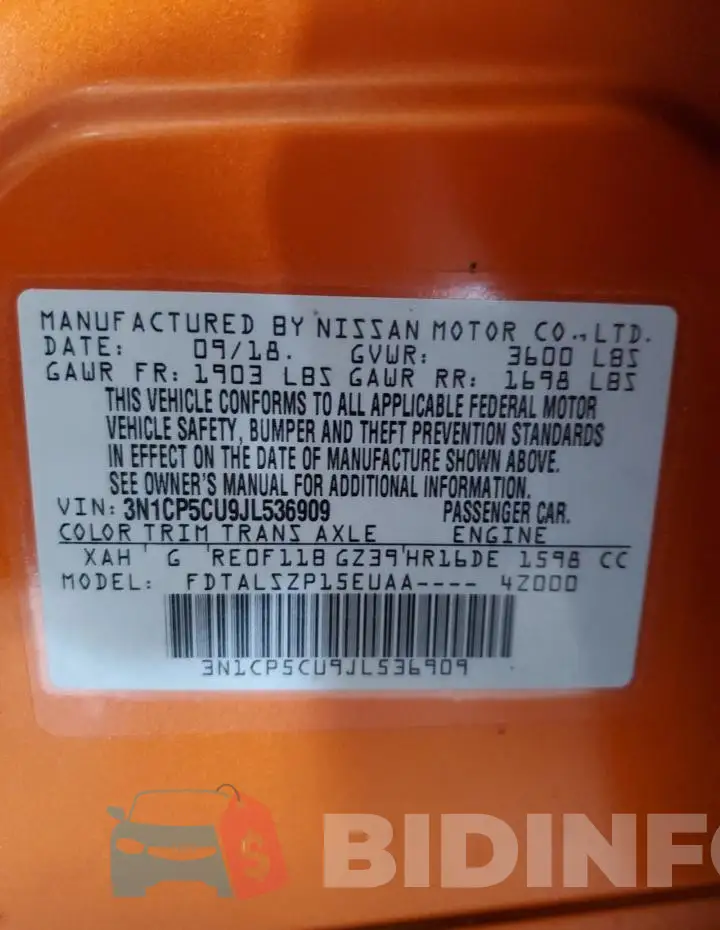 3N1CP5CU9JL536909 Photo# 12