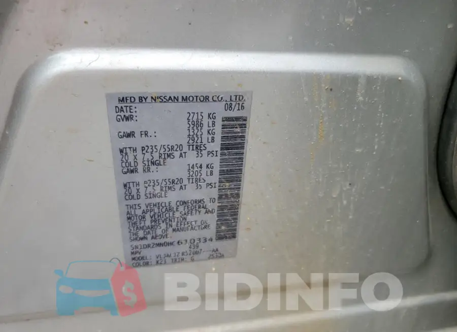 5N1DR2MN0HC610334 Photo# 13