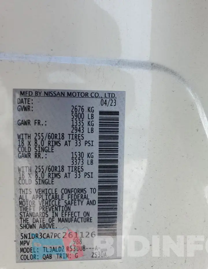 5N1DR3CA7PC261126 Photo# 13