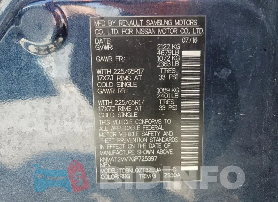 KNMAT2MV7GP725397 Photo# 13