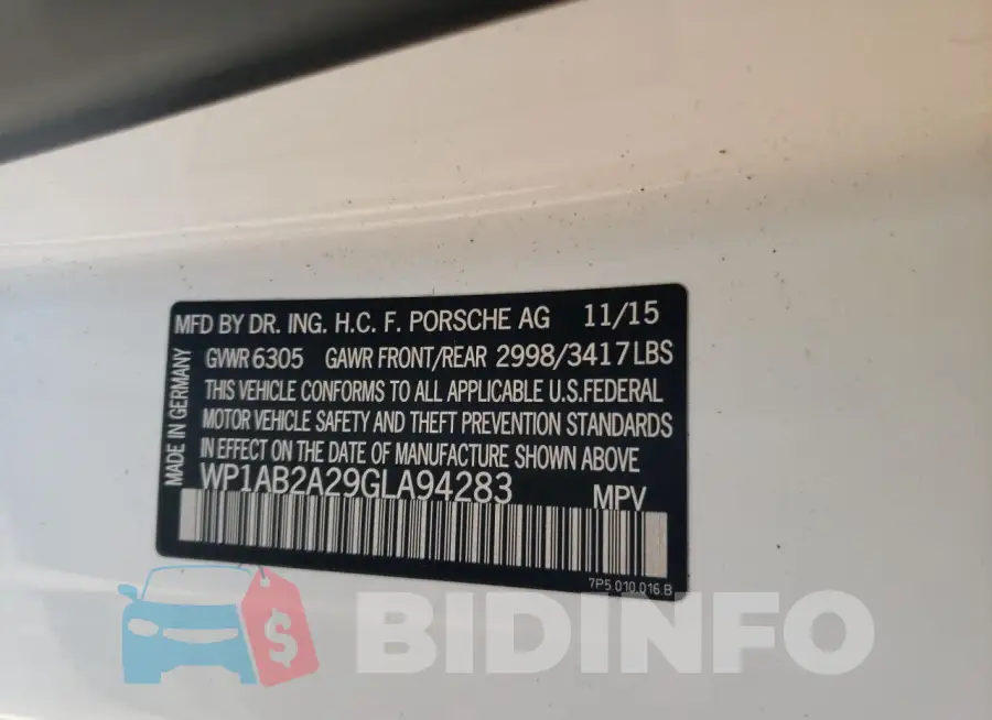 WP1AB2A29GLA94283 Photo# 13