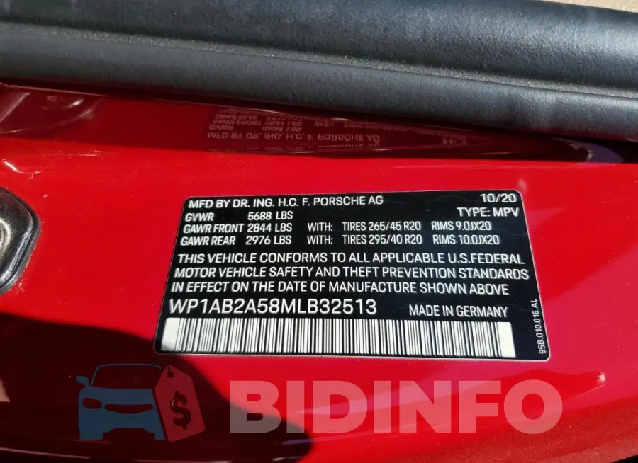 WP1AB2A58MLB32513 Photo# 12