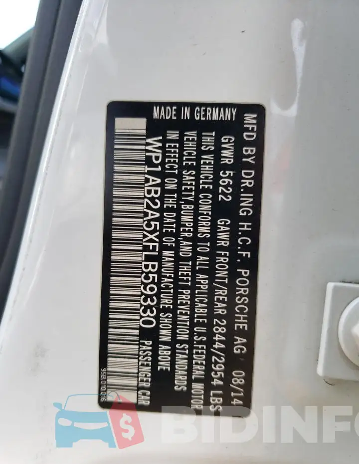 WP1AB2A5XFLB59330 Photo# 12