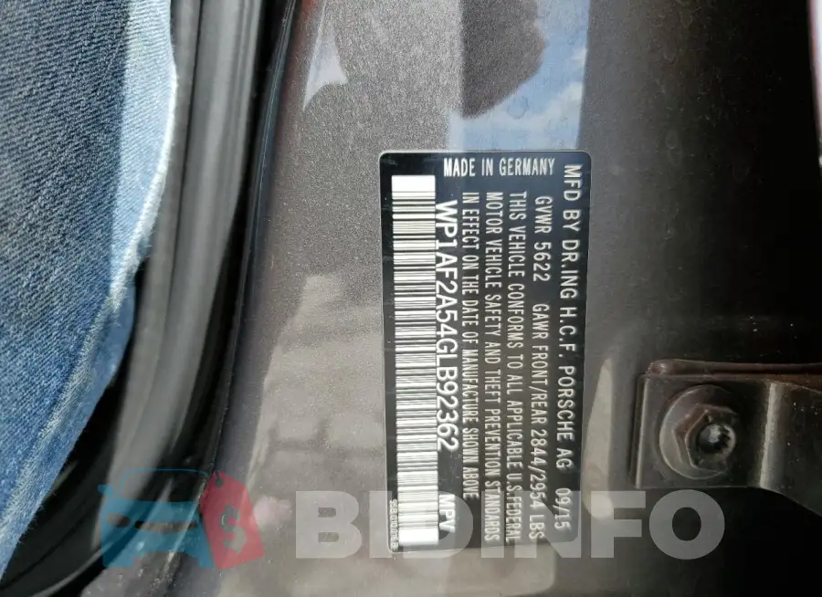 WP1AF2A54GLB92362 Photo# 13