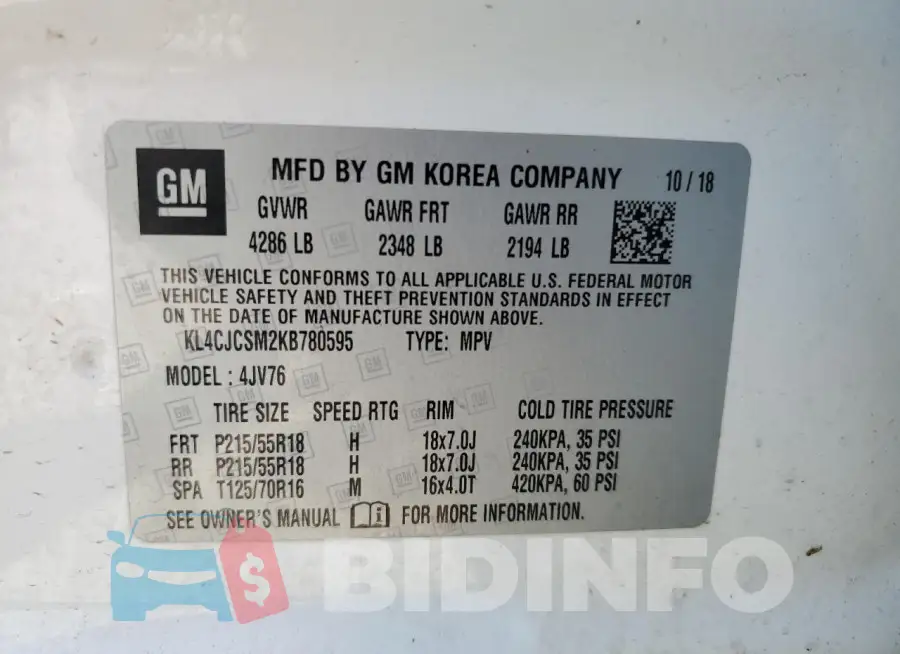 KL4CJCSM2KB780595 Photo# 12