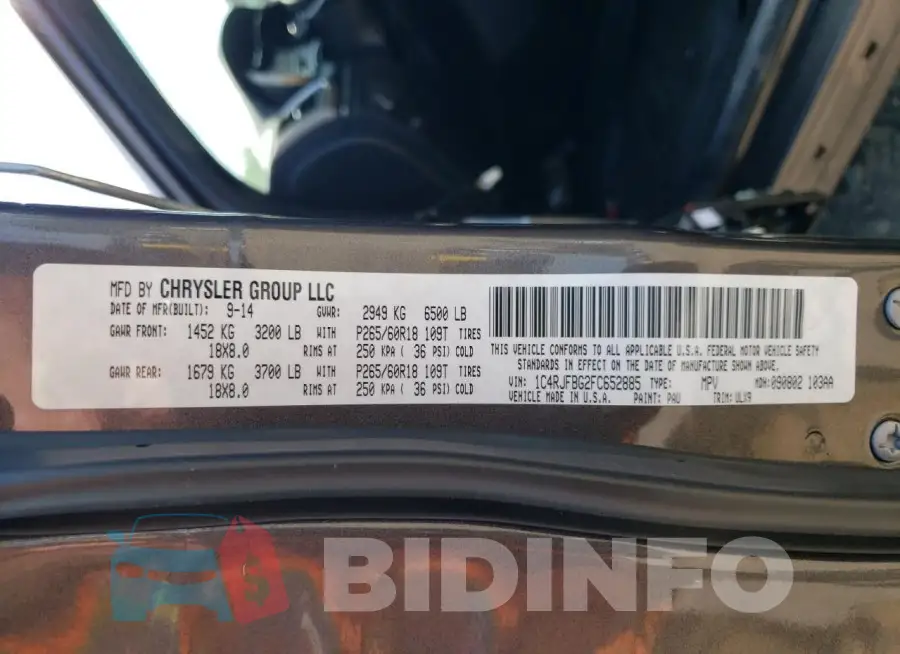 1C4RJFBG2FC652885 Photo# 14
