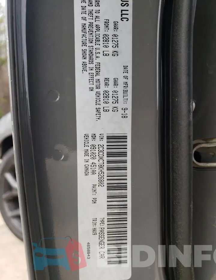 2C3CDXCT8KH526802 Photo# 12