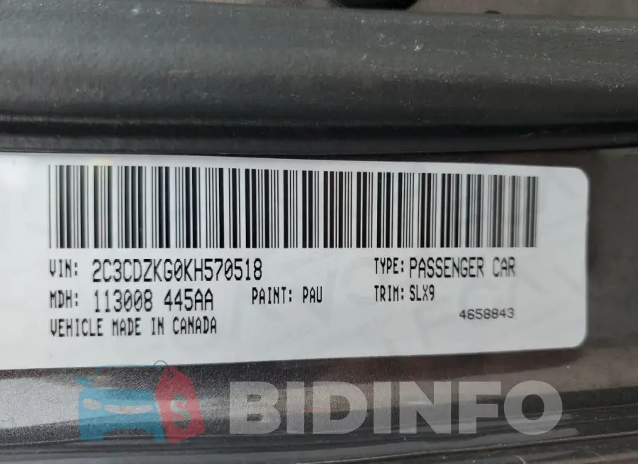 2C3CDZKG0KH570518 Photo# 13