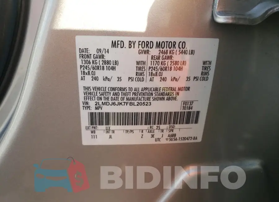 2LMDJ6JK7FBL20523 Photo# 10