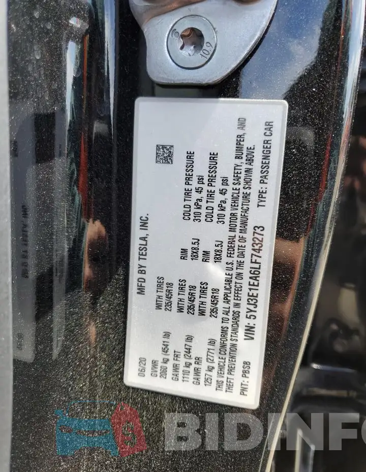 5YJ3E1EA6LF743273 Photo# 13
