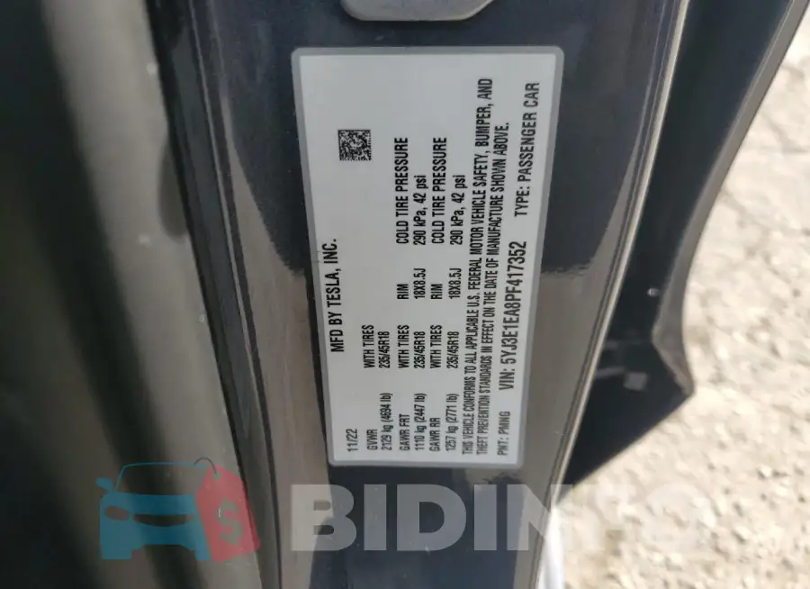 5YJ3E1EA8PF417352 Photo# 12