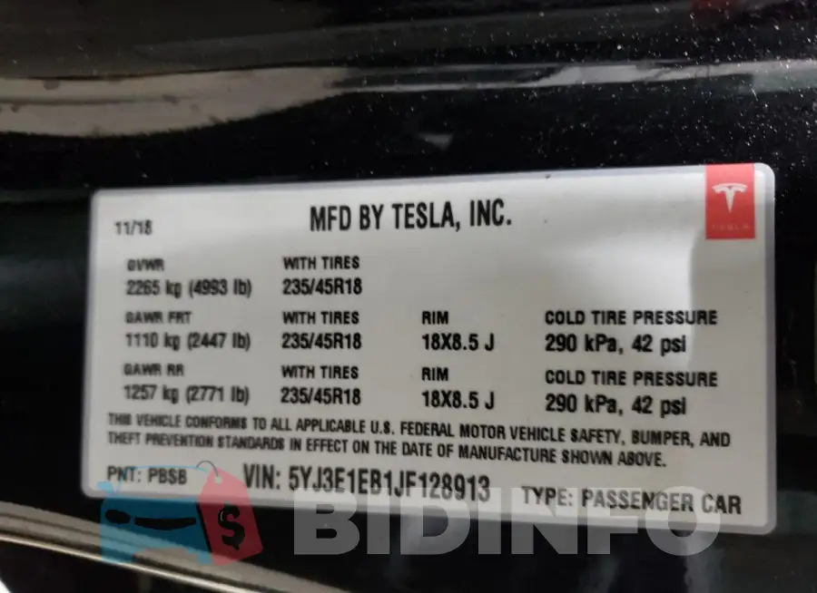 5YJ3E1EB1JF128913 Photo# 12