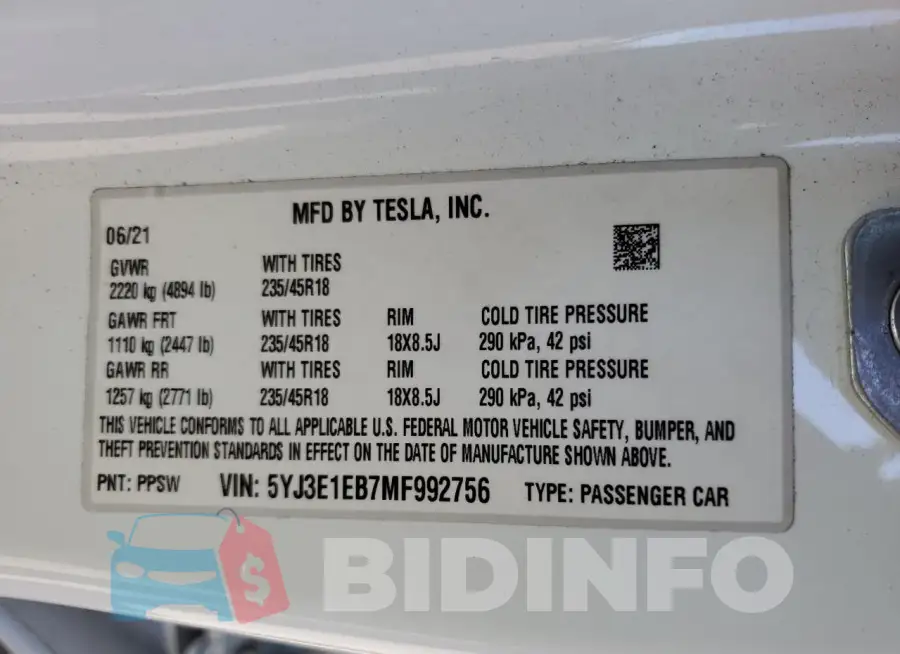 5YJ3E1EB7MF992756 Photo# 12