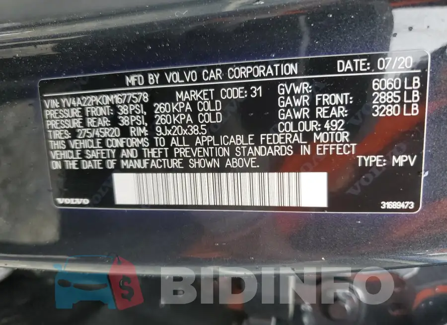YV4A22PK0M1677578 Photo# 13
