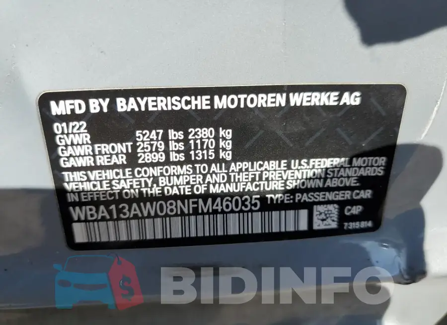 WBA13AW08NFM46035 Photo# 12