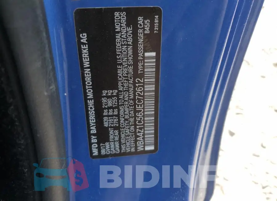 WBA4Z1C56JEC72612 Photo# 13